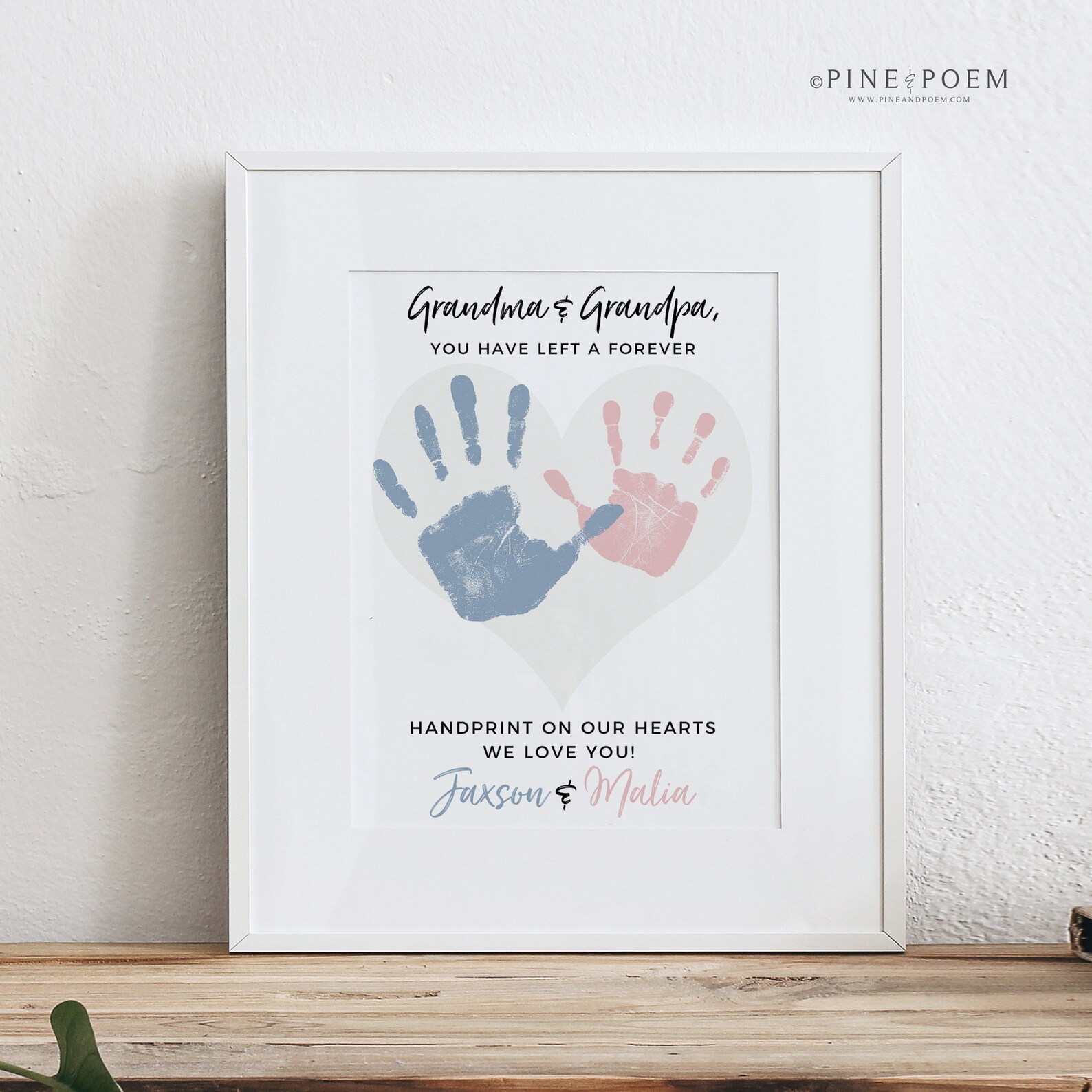 Gift for Grandparents Personalized Handprint Art Print Thank Etsy