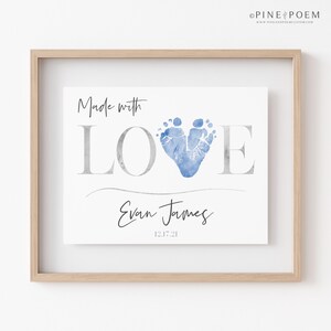 Baby Footprint Love Art Print, Valentines Day Gift, Personalized Nursery Wall Decor, Your Child's Feet, 8x10 or 11x14 inches, UNFRAMED image 2