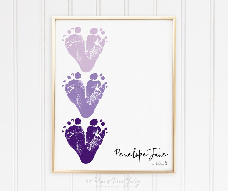 New Grandma Gift from Baby Footprint Hearts Mother's Day Etsy