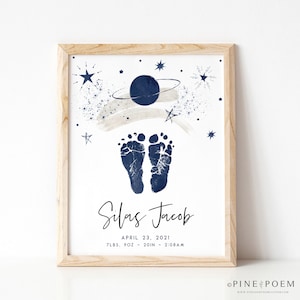 Custom Outer Space Footprint Art: Celestial Nursery Decor (UNFRAMED)