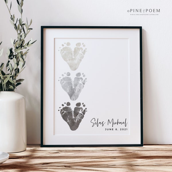 Gift for New Grandparents from Baby Footprint Hearts, Personalized with your Child's Feet, 8x10 or 11x14 Inches UNFRAMED