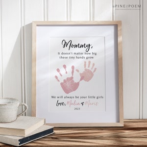 Gift for Mom Handprint Art from Daughter, Son, Mother's Day, Birthday Personalized with Your Child's Hands 8x10 or 11x14 UNFRAMED