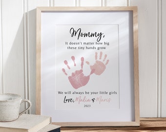 Gift for Mom Handprint Art from Daughter, Son, Mother's Day, Birthday Personalized with Your Child's Hands 8x10 or 11x14 UNFRAMED