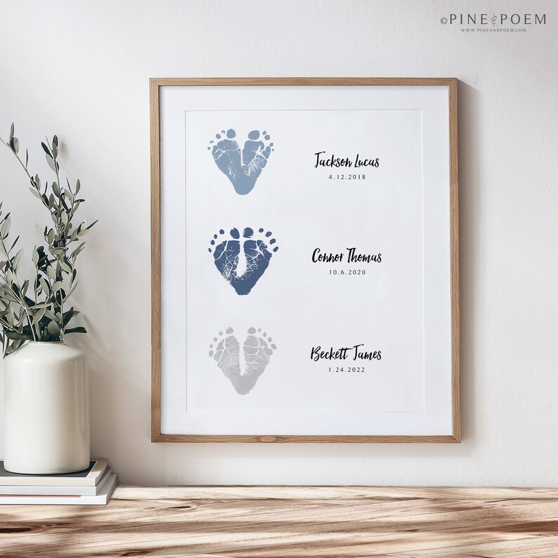 Gift for Grandma From Grandchildren Baby Footprint Art Print Etsy