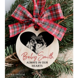 Pregnancy Loss Ornament, Always in our Hearts Ultrasound Gift, Infant Memorial, Personalized with your Baby&#39;s photo