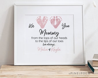 First Mother's Day Gift From Twins, New Mom, Personalized We Love You Baby  Footprint Art, Your Child's Feet, 8x10 or 11x14 Inches UNFRAMED 