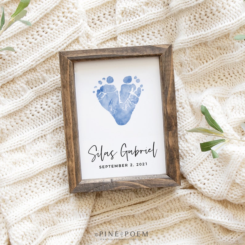 Gift for Grandma, Grandmother, Grandparents from Baby, Custom Footprint Art, Mother's Day, Personalized, your Child's Feet, 5x7 in UNFRAMED image 6