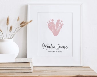 Personalized Baby Footprint Heart Art Print, First Mother's Day
