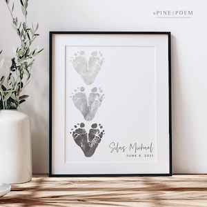 New Dad Gift from Baby Footprint Heart, First Father's Day, Personalized with your Child's Feet, 8x10 or 11x14 inches UNFRAMED