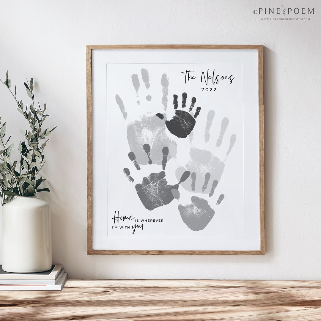 Family Handprint Art, Quarantine Keepsake, Personalized Gift for Dad, Mom,  Mothers Fathers Day, Your Actual Hands, 8x10 or 11x14 in UNFRAMED Etsy