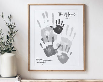 Family Handprint Art, Personalized Gift for Dad, Mom, Grandparents, Parents, Mother's Father's Day, Your Hands, 8x10 or 11x14 in UNFRAMED