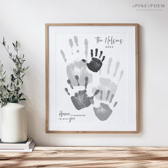 Family Handprint Art, Quarantine Keepsake, Personalized Gift for Dad, Mom,  Mothers Fathers Day, Your Actual Hands, 8x10 or 11x14 in UNFRAMED 