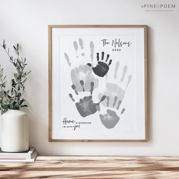 Family Handprint Art, Quarantine Keepsake, Personalized Gift for Dad, Mom,  Mothers Fathers Day, Your Actual Hands, 8x10 or 11x14 in UNFRAMED 