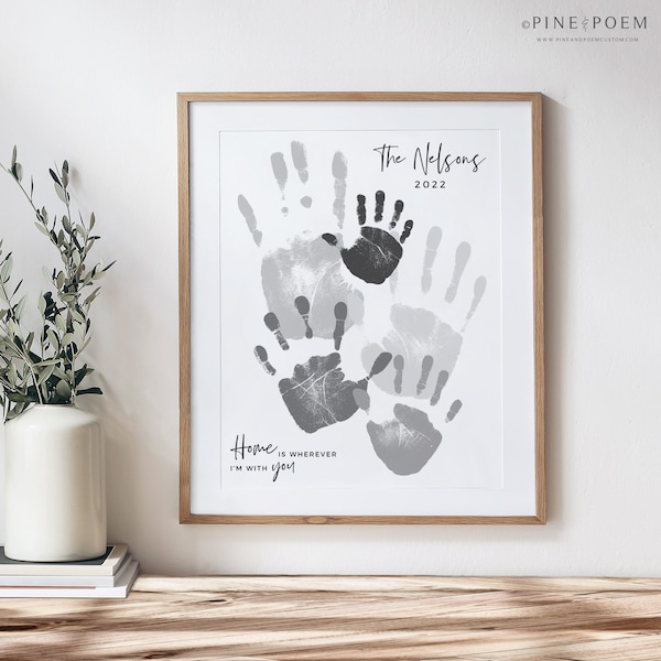 Family Handprint Art, Personalized Gift for Dad, Mom, Grandparents, Parents, Mother's Father's Day, Your Hands, 8x10 or 11x14 in UNFRAMED