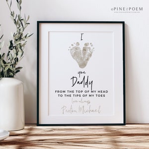 Personalized Father's Day Gift for New Dad, I Love You Daddy Baby Footprint Personalized 8x10 or 11x14 in Print, Your Child's Feet, UNFRAMED image 5