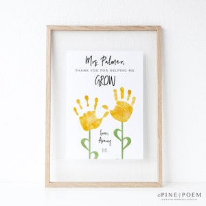 Handprint Flower Art Print: Personalized Teacher Thank You Gift (UNFRAMED)