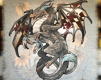 Maryland Dragon Woven Throw Blanket Tapestry