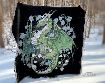 Lily of the Valley Dragon Woven Throw Blanket