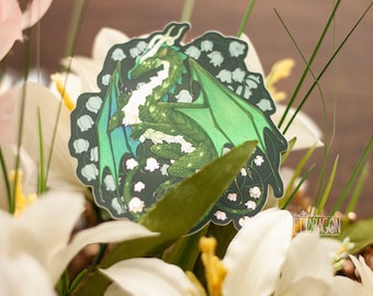 Lily of the Valley Dragon Metallic Effect Vinyl Sticker
