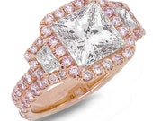 EGL Certified Princess Cut Diamond Engagement Ring 18k Rose Gold  (4.81ct)