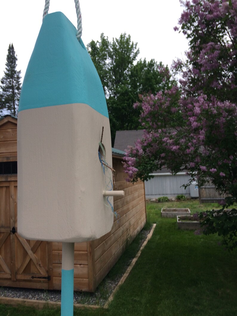 Handcrafted Maine cedar lobster trap buoy birdhouse | Etsy