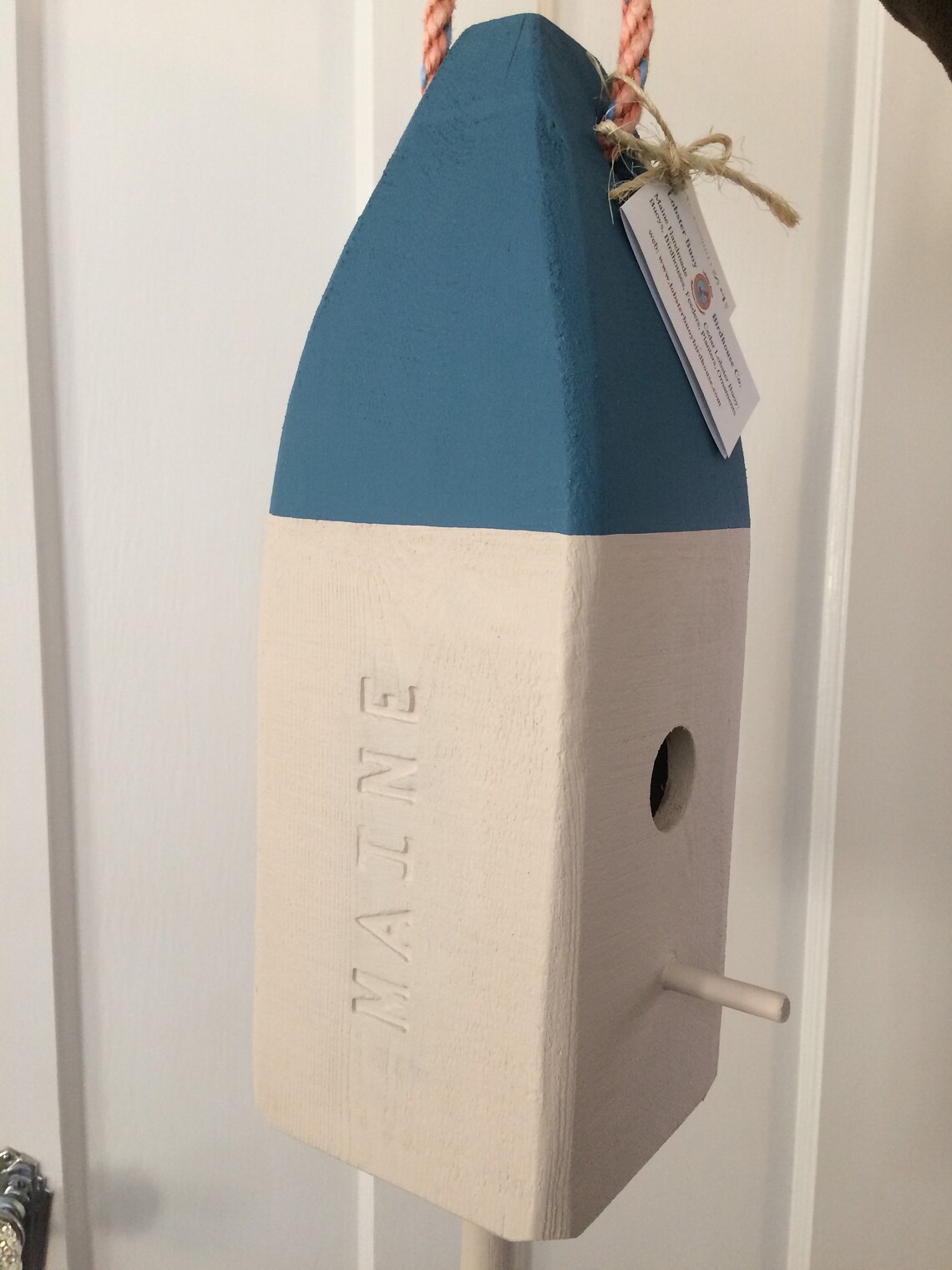 Handcrafted Maine cedar lobster trap buoy birdhouse with 1 | Etsy