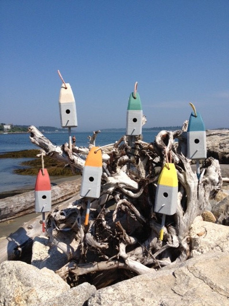 Handcrafted Maine cedar lobster trap buoy birdhouse | Etsy