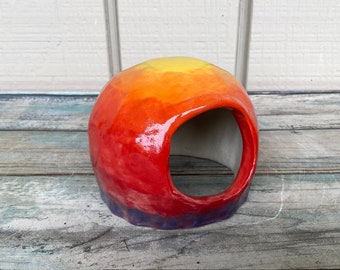 Rainbow Aquarium Ornament - Betta Fish Tank Decor Colorful Cute Smooth - Reptile Tank Accessories Small - Toad House - Betta Cave - Fish Hut