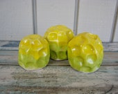 Neon Ceramic Mushrooms - Little Morel Mushroom Sculptures - Terrarium Design - Modern Fish Tank Decorations - Aquarium Rocks - Yellow Green