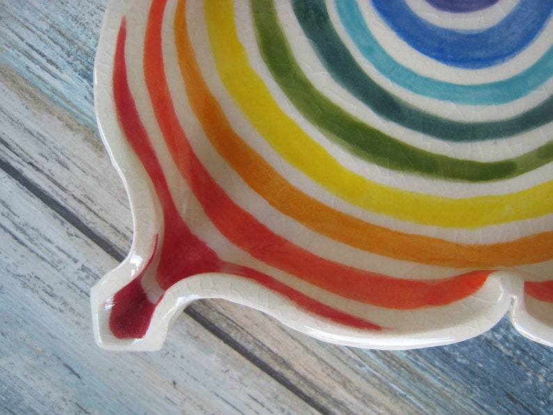 Ceramic Rolling Tray Rainbow Square Pottery Plate Ceramic Dish Colorful Room Decor for Teens Planter Tray Ashtray Tea Light Holder image 7