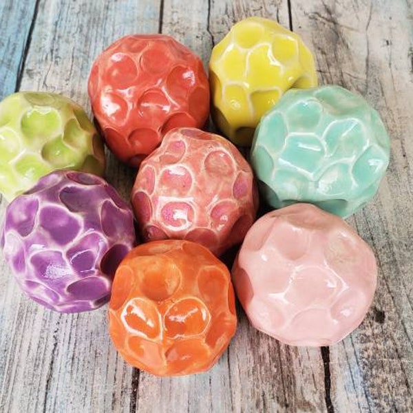 Rainbow Ceramic Mushroom MADE TO ORDER - Aquarium Decor - Colorful Tank Ornaments - Small Terrarium Sculptures - Rainbow Rocks Handmade
