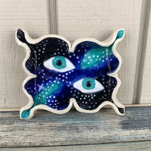 Psychedelic Pottery Dish - Small Galaxy Ashtray - Smudging Dish - Handmade Ceramic Tray - Galaxy Decor - Small Jewelry Tray - Astrology