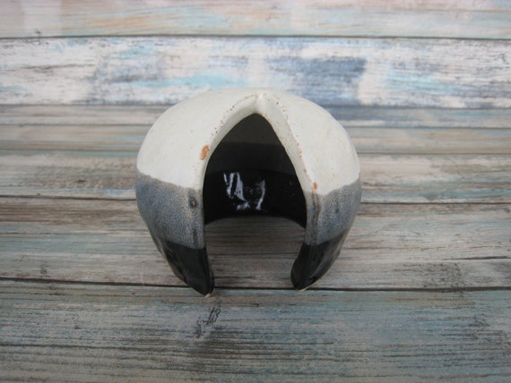 Modern Ceramic Tank Decor Black And White Cream Betta Fish Etsy