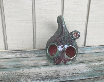 Fancy Fish Cave - Fish Tank Decor - Ceramic Hideout - Alien Aquarium Decorations - Purple Green Pink - Aquarium Cave - Betta Hide