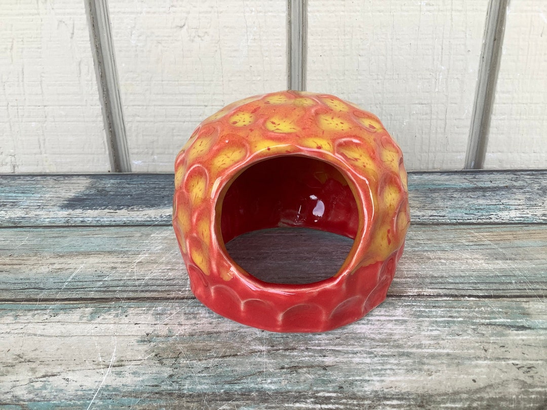 Reptile Hide Ceramic Small Aquarium Hide Fish Hut Red Orange Yellow Fish Tank Accessories Betta
