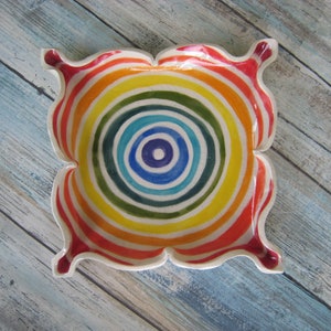 Ceramic Rolling Tray Rainbow Square Pottery Plate Ceramic Dish Colorful Room Decor for Teens Planter Tray Ashtray Tea Light Holder image 3