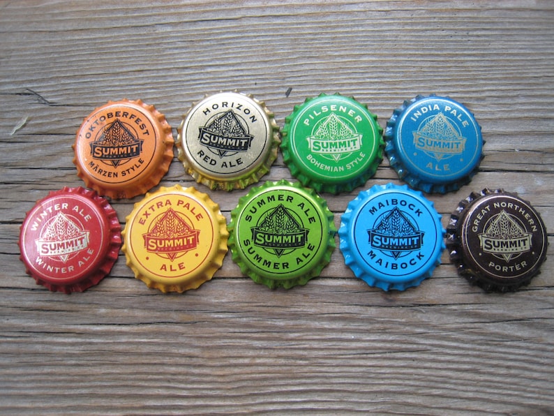 Rainbow Beer Beer Bottle Cap Set of 9 Etsy