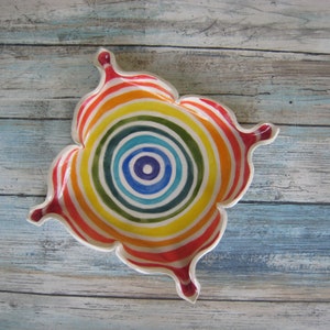 Ceramic Rolling Tray Rainbow Square Pottery Plate Ceramic Dish Colorful Room Decor for Teens Planter Tray Ashtray Tea Light Holder image 2