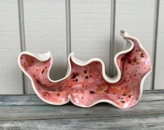 Abstract Aquarium Sculpture - Ceramic Tank Ornaments Large -Reptile Enclosure Decorations - Big Betta Fish Cave - Pink Aquarium Decor