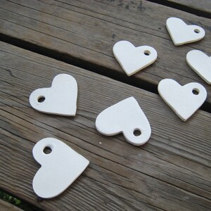 Blank Ceramic Hearts MADE TO ORDER - Set of 12 - Blank Gift Tags - One Dozen Bisque Heart Tags - White Decor - Heart Garland Pieces