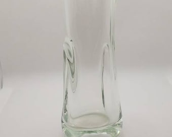 Bohemian Czech clear art glass vase Jan Beranek