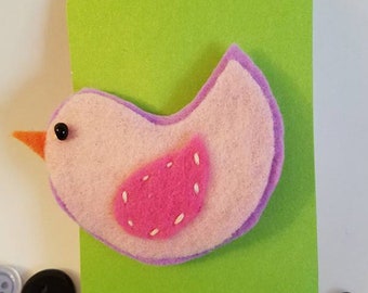 Whimsical Bird Felt Brooch