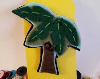 Whimsical Felt Palm Tree Brooch / Pin