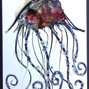 Jellyfish ink and resin painting