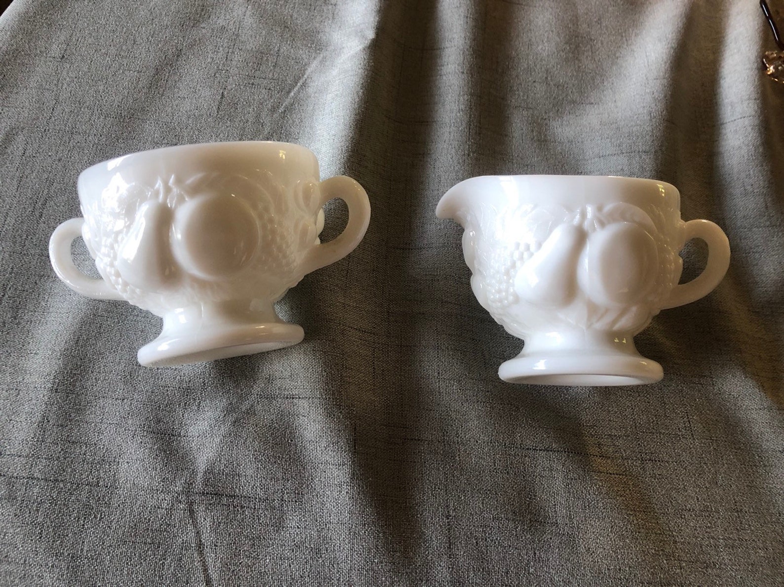 Vintage Westmoreland Milk Glass Creamer & Sugar Bowl Set. Etsy
