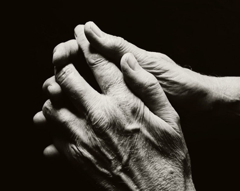 Hands Portrait Art Hands Fine Art Photograph Black and White Photography Clasped Hands Print