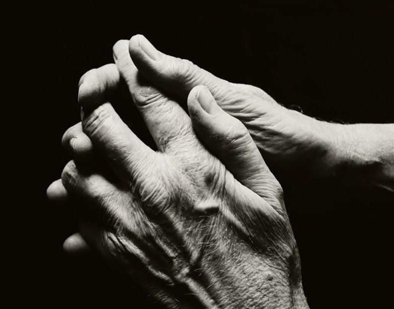 Hands Portrait Art Hands Fine Art Photograph Black and White Photography Clasped Hands Print
