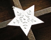 Silver Star Decoration, x5 Metal Stars, Rustic Christmas Decor, Embossed Foil