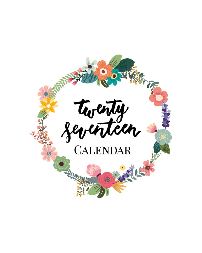 2017 Calendar Printable Calendar 8x10 Calendar Wall Etsy