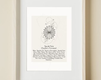 Speak Now Song List Minimal Digital Print